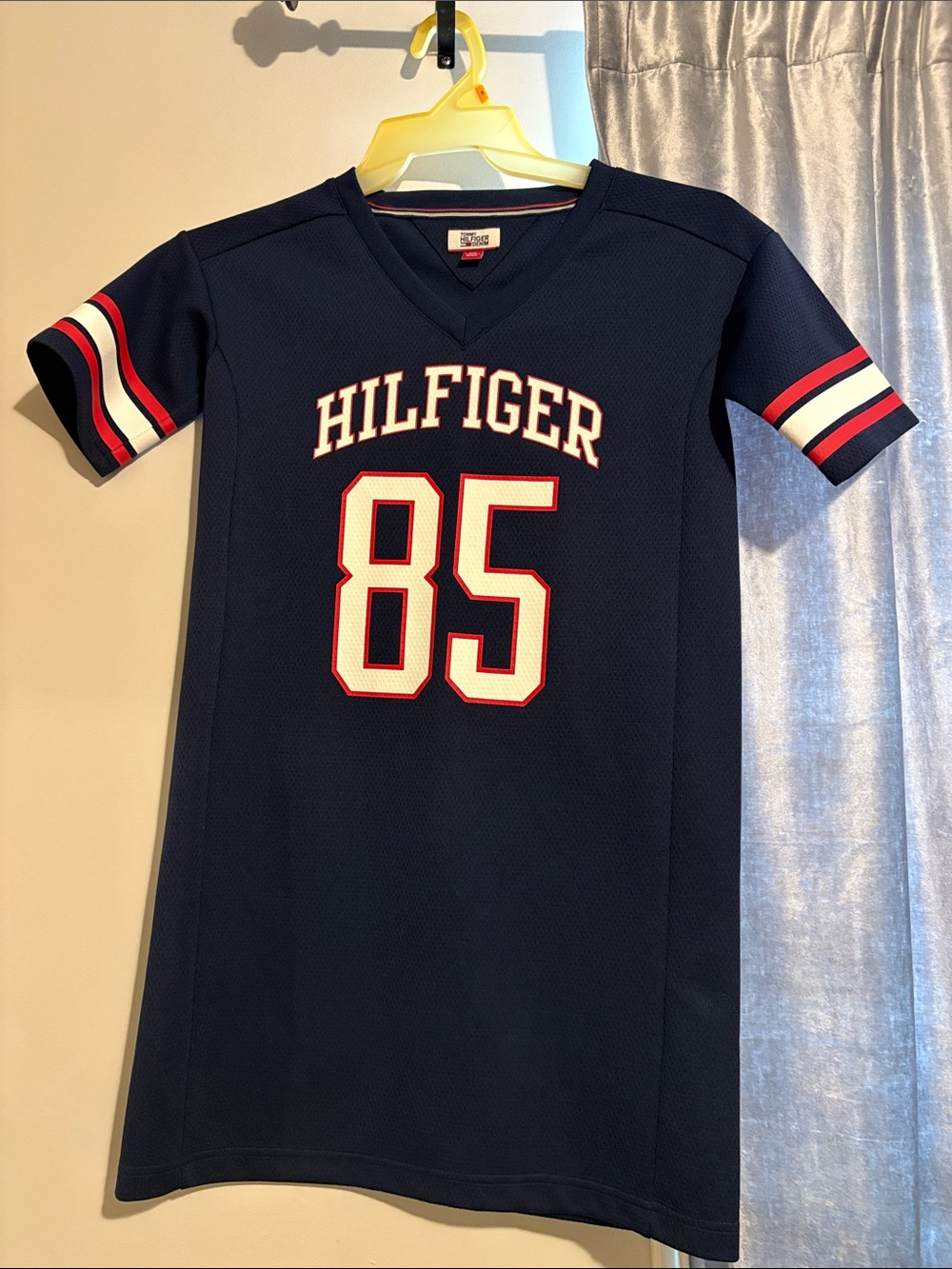 Tommy Hilfiger Navy Jersey Dress with Red & White Trim